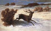 Gustave Courbet, The deer running in the snow